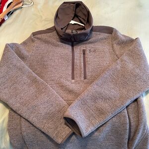 Under Armour Men's Heathered Gray Quarter-Zip Hooded Sweater
